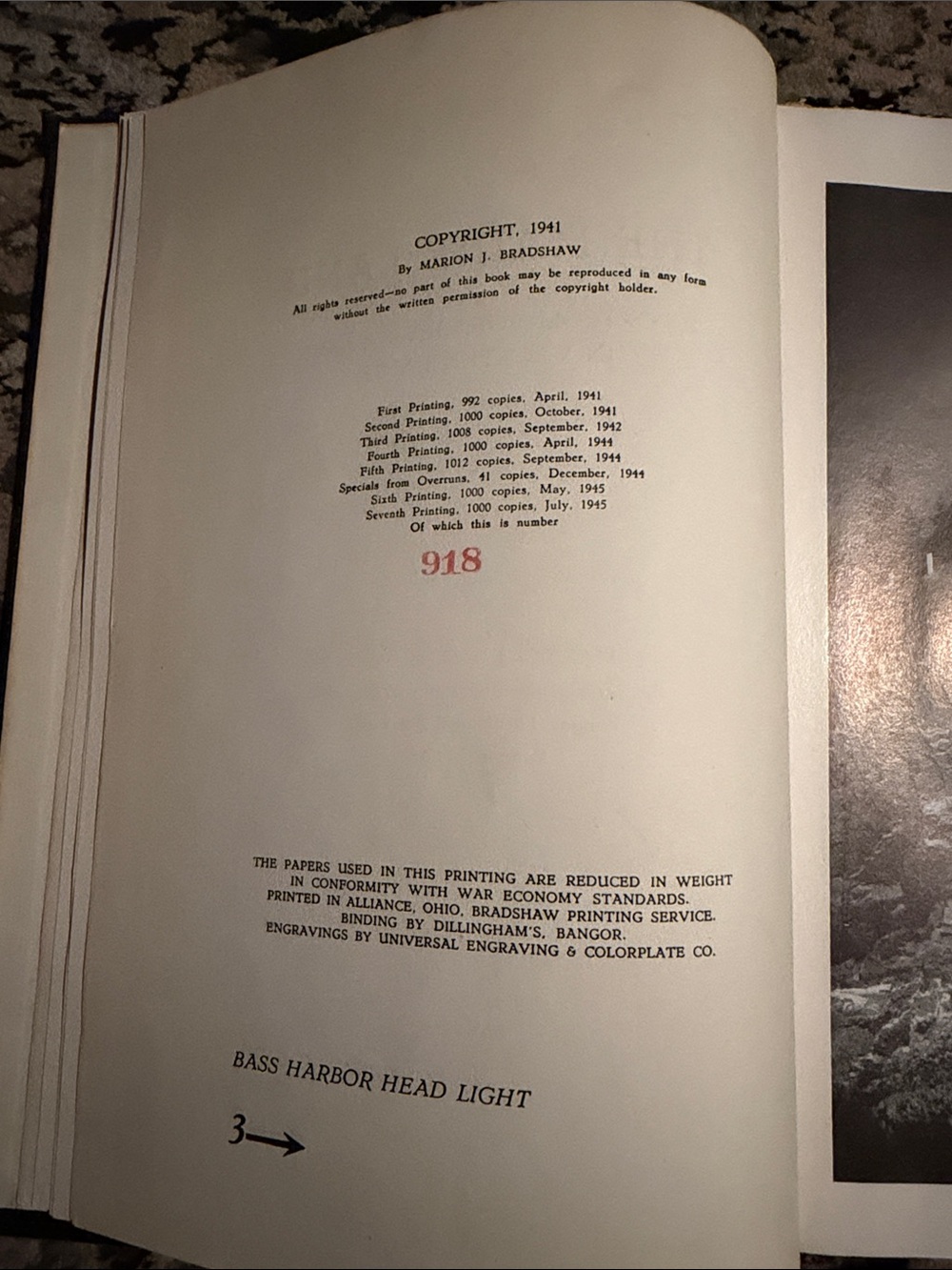 Signed 7th Printing (#918) of "The Maine Land" by Marion Bradshaw,
July, 1945 - Picture 7 of 16